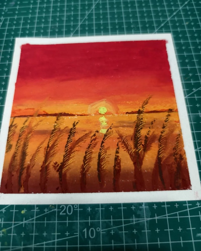 vẽ tranh phong cảnh hoàng hôn bằng màu sáp 14