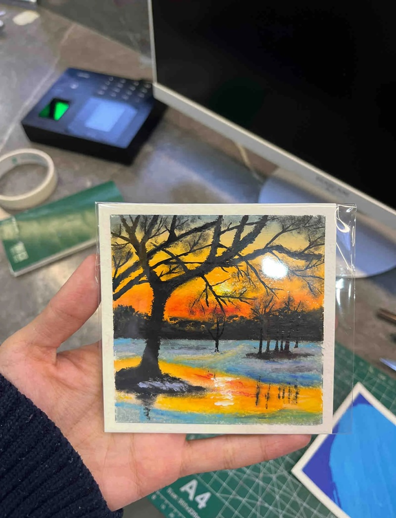 vẽ tranh phong cảnh hoàng hôn bằng màu sáp 15