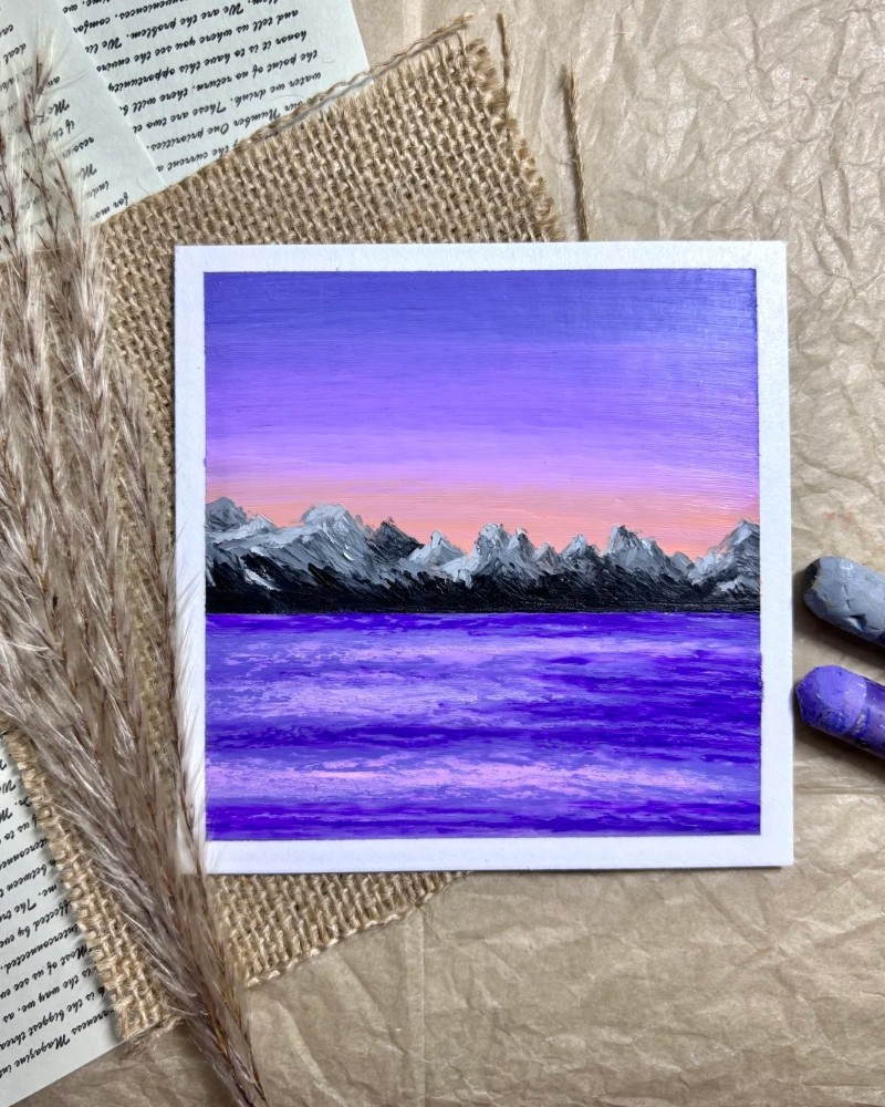 vẽ tranh phong cảnh hoàng hôn bằng màu sáp 18