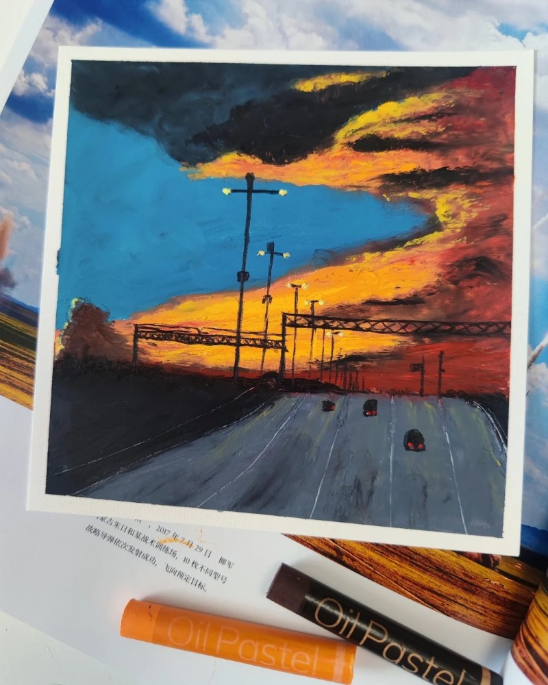 vẽ tranh phong cảnh hoàng hôn bằng màu sáp 22