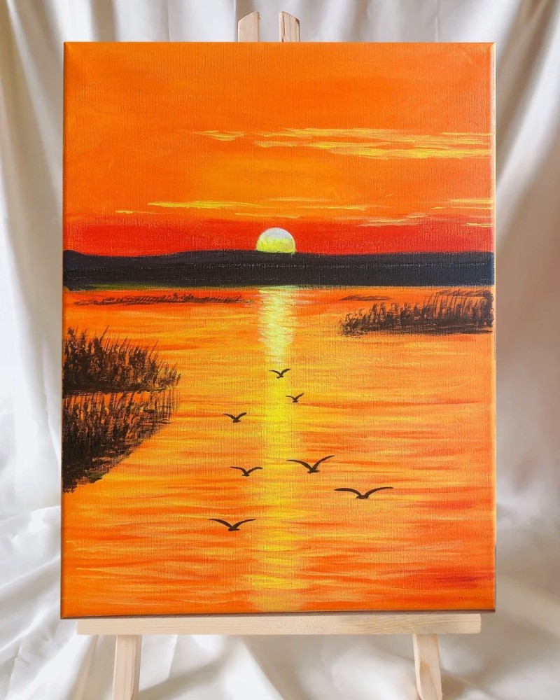 vẽ tranh phong cảnh hoàng hôn bằng màu sáp 31