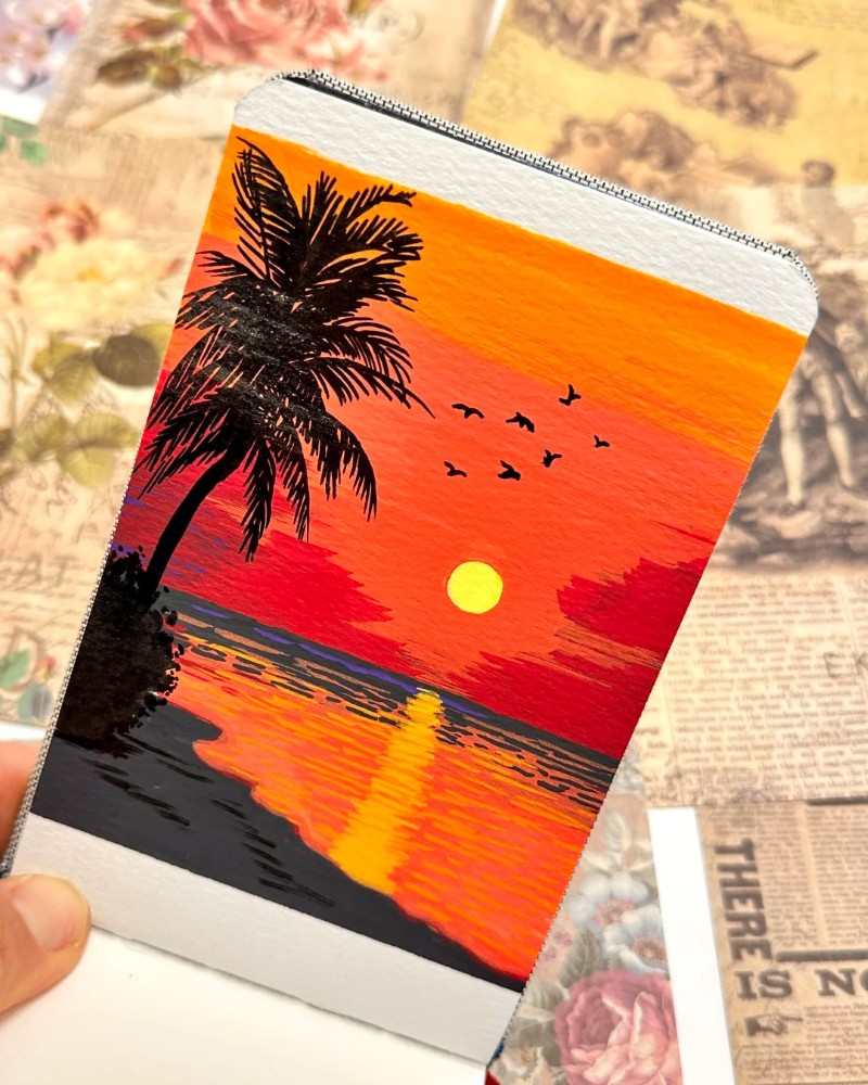 vẽ tranh phong cảnh hoàng hôn bằng màu sáp 32