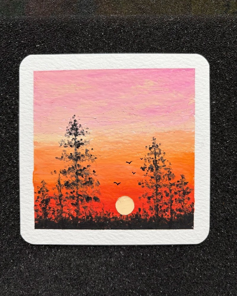 vẽ tranh phong cảnh hoàng hôn bằng màu sáp 34