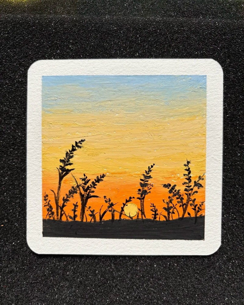 vẽ tranh phong cảnh hoàng hôn bằng màu sáp 35