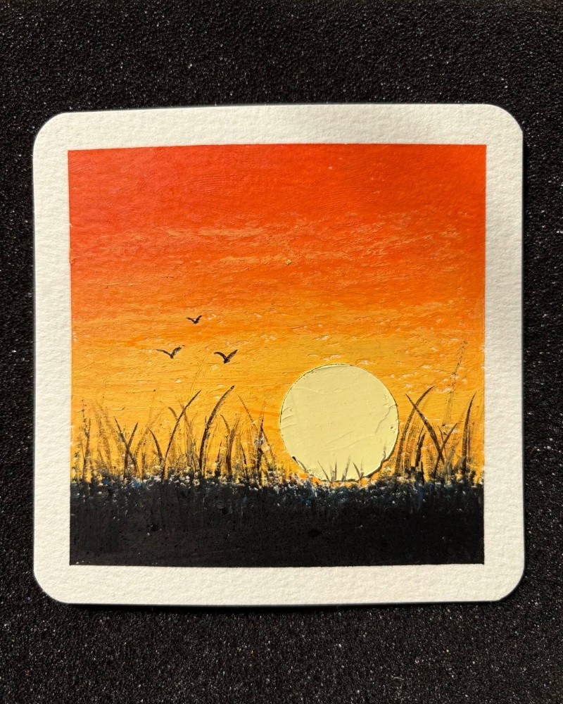 vẽ tranh phong cảnh hoàng hôn bằng màu sáp 36