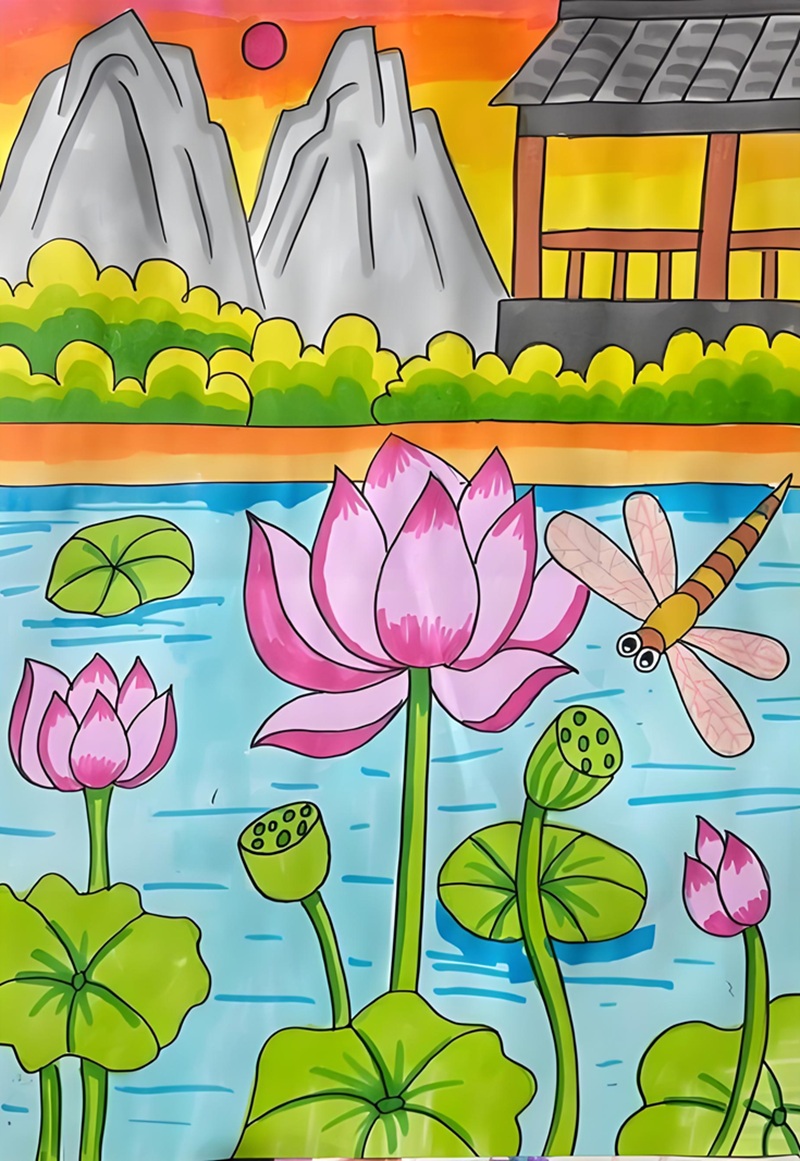 vẽ tranh phong cảnh làng quê 15