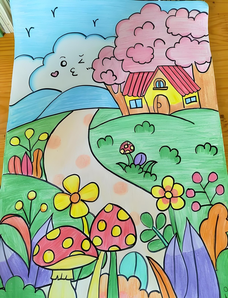 vẽ tranh phong cảnh làng quê 6