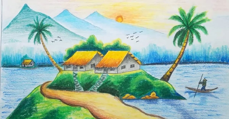 vẽ tranh phong cảnh núi 17