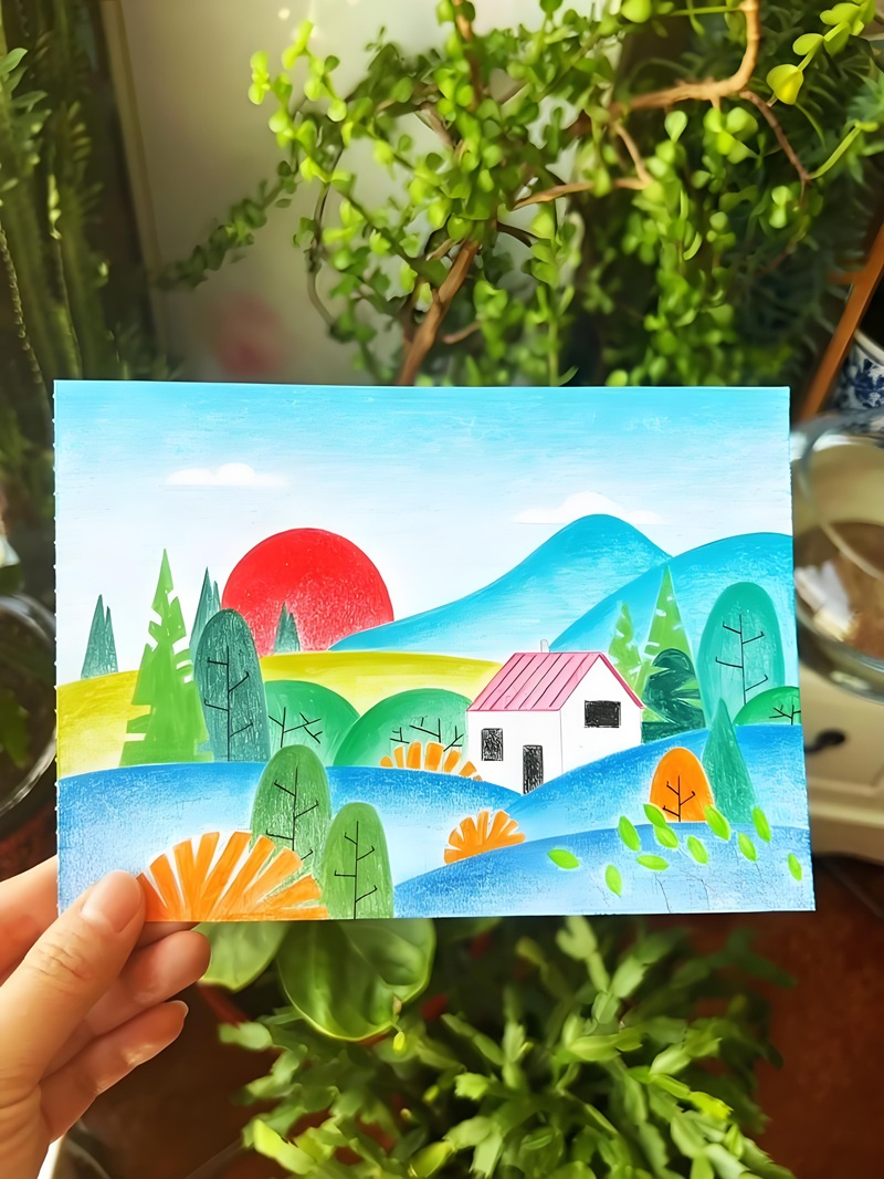 vẽ tranh phong cảnh núi rừng​