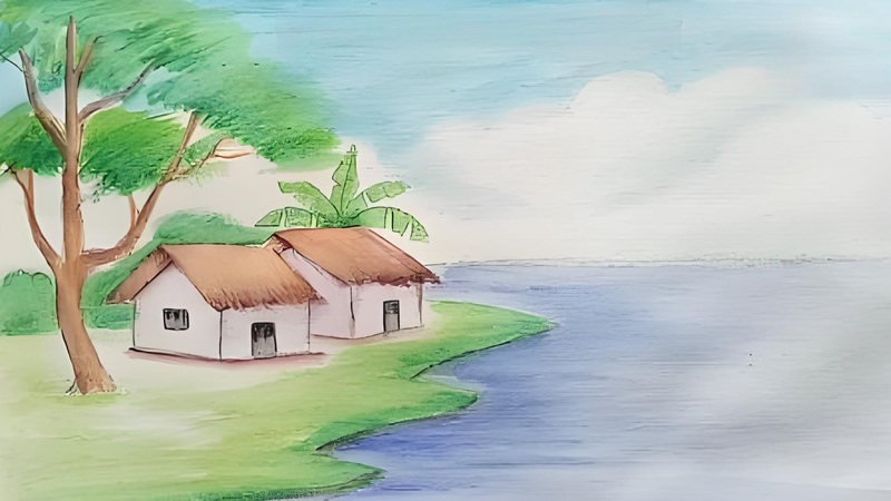 vẽ tranh phong cảnh thiên nhiên 2