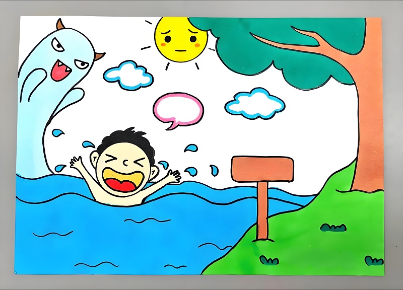 vẽ tranh phòng chống đuối nước 2
