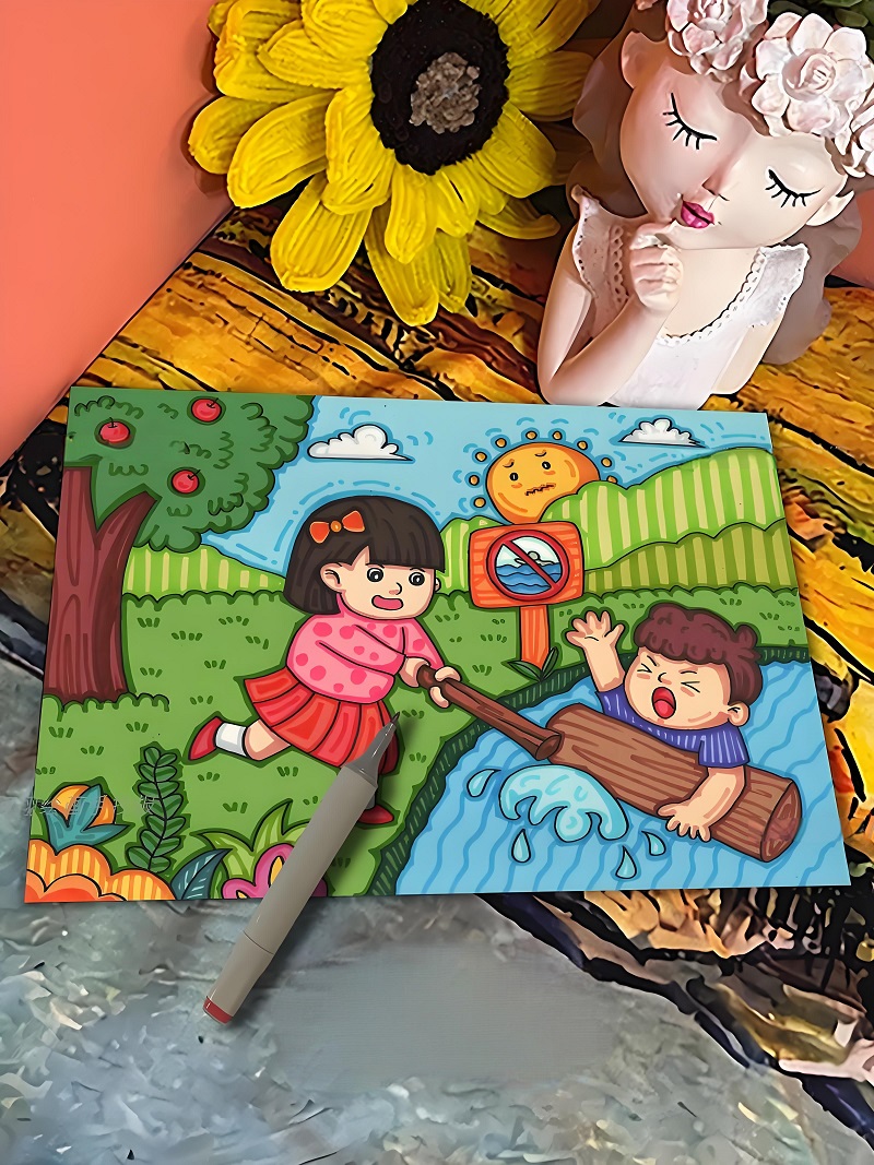 vẽ tranh phòng chống đuối nước 7