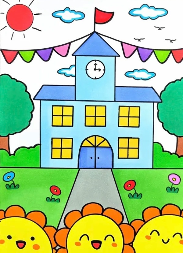 vẽ tranh trường học 1