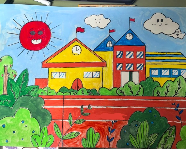 vẽ tranh trường học 4