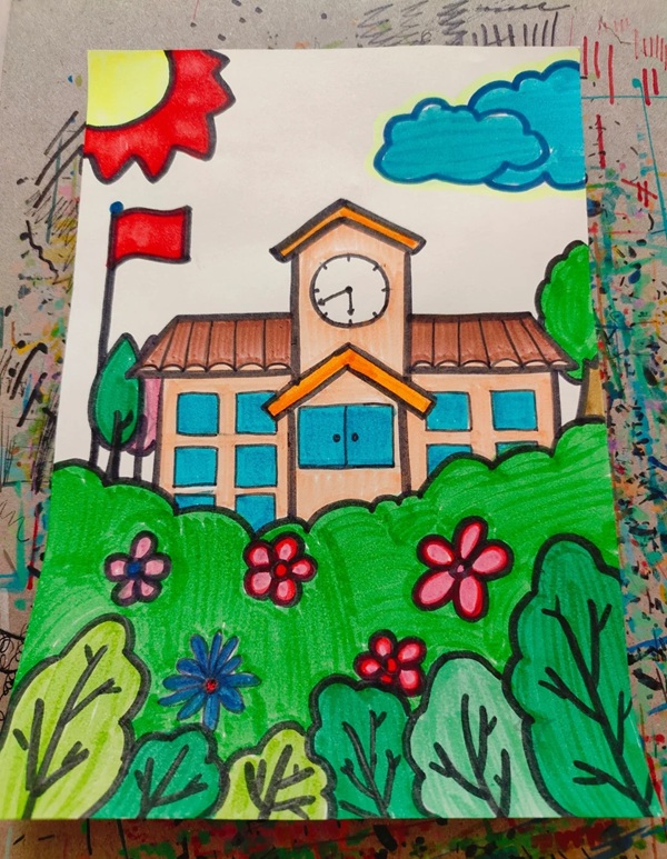 vẽ tranh trường học 5