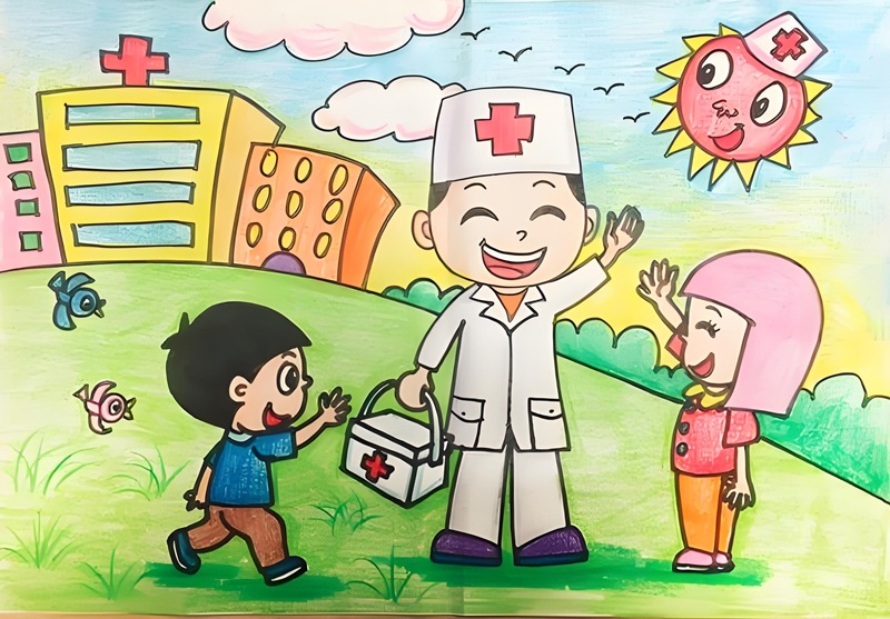 vẽ tranh ước mơ của em làm bác sĩ 3