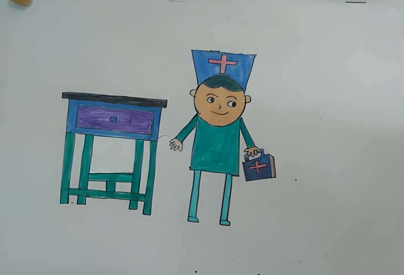 vẽ tranh ước mơ của em làm bác sĩ 4