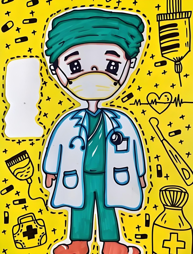 vẽ tranh ước mơ của em làm bác sĩ 9