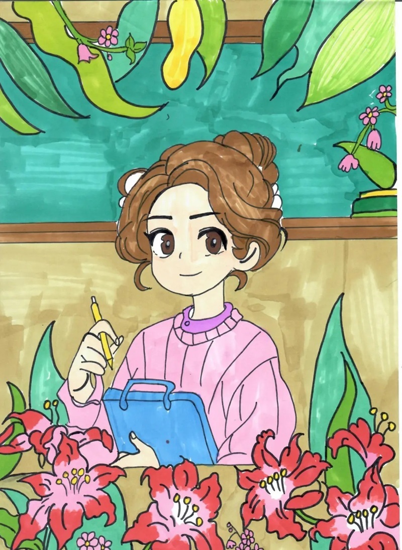 vẽ tranh về cô giáo​