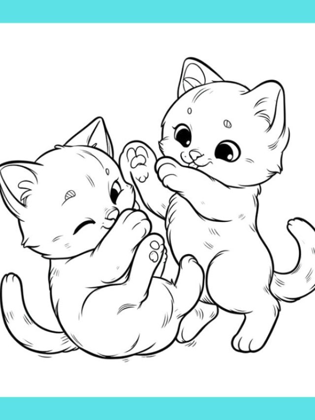 tranh tô màu gia đình mèo (15)