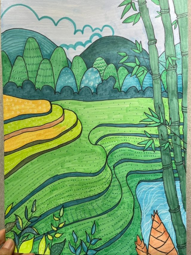 tranh vẽ ruộng bậc thang 33