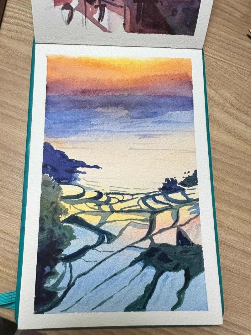 ruộng bậc thang tranh vẽ