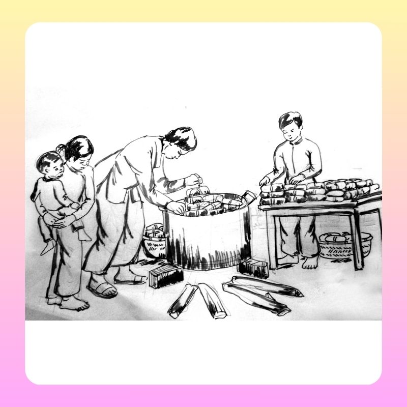 tranh tô màu bánh chưng ngày tết