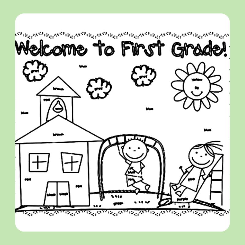 tranh tô màu chủ đề trường tiểu học