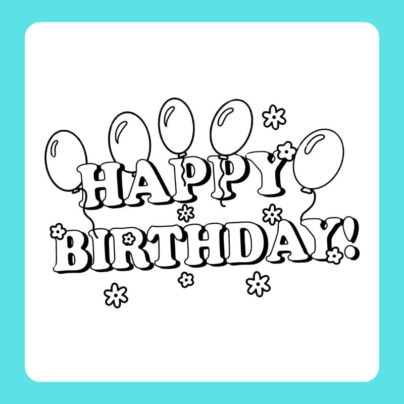 tranh tô màu chữ happy birthday