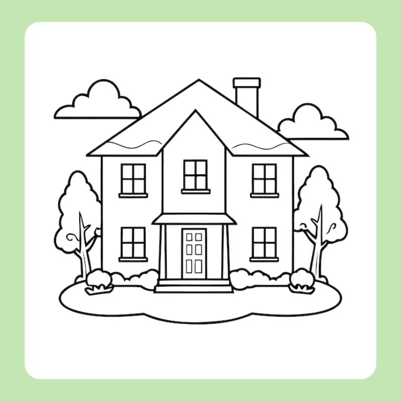 tranh tô màu ngôi trường tiểu học