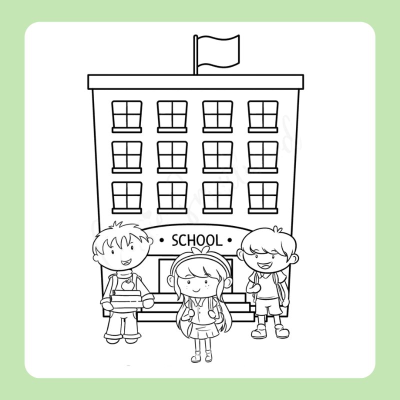 tranh tô màu trường tiểu học (2)