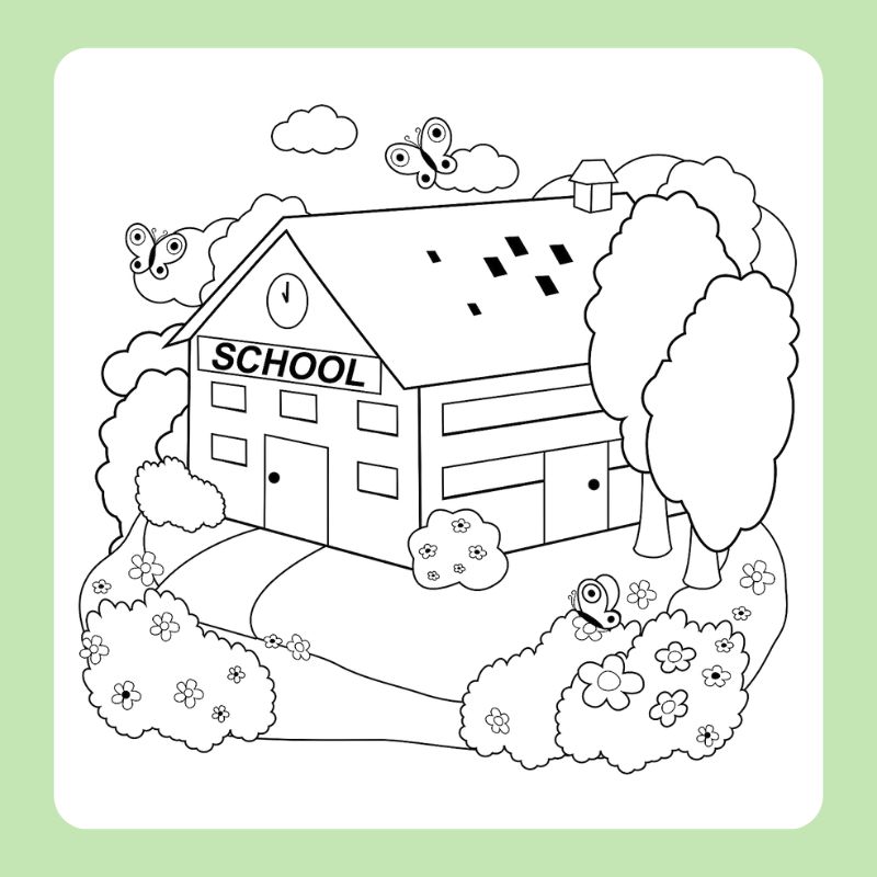 tranh tô màu trường tiểu học (3)