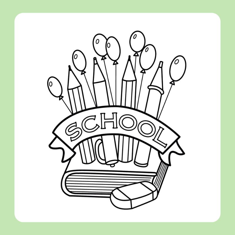 tranh tô màu về trường tiểu học