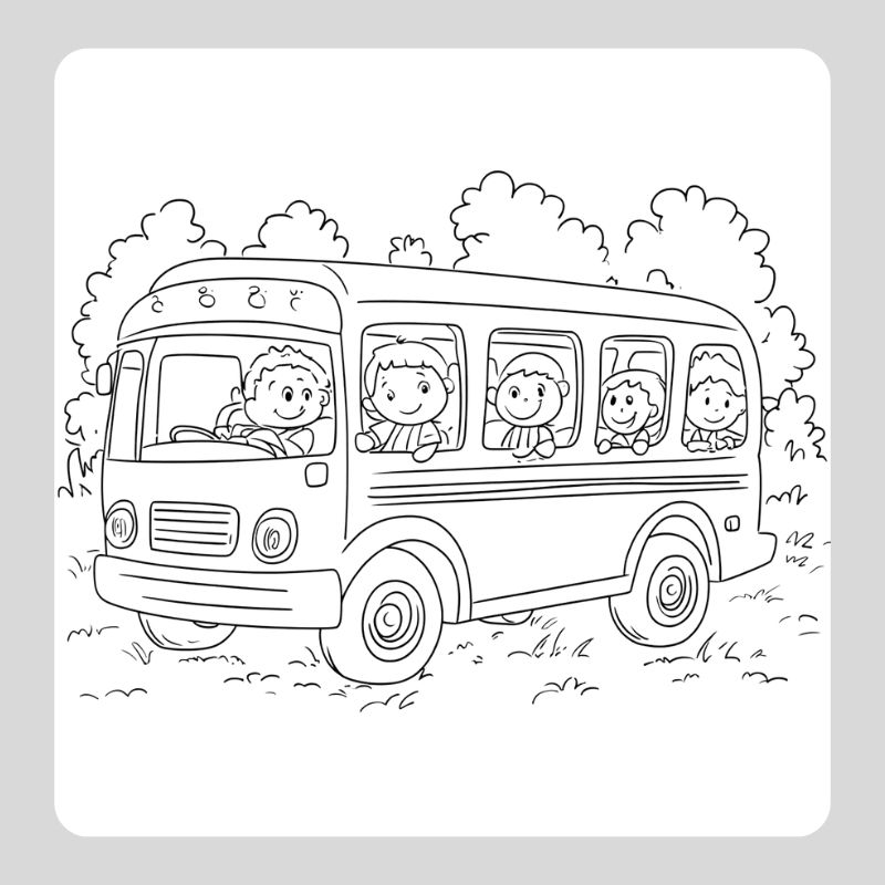 tranh tô màu xe bus