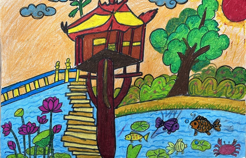 tranh vẽ chùa một cột 26