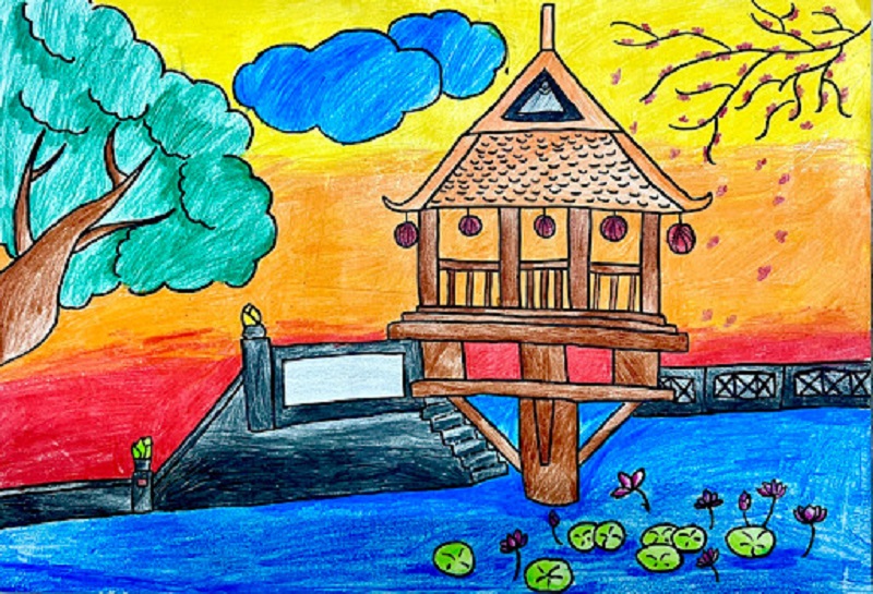 tranh vẽ chùa một cột 34