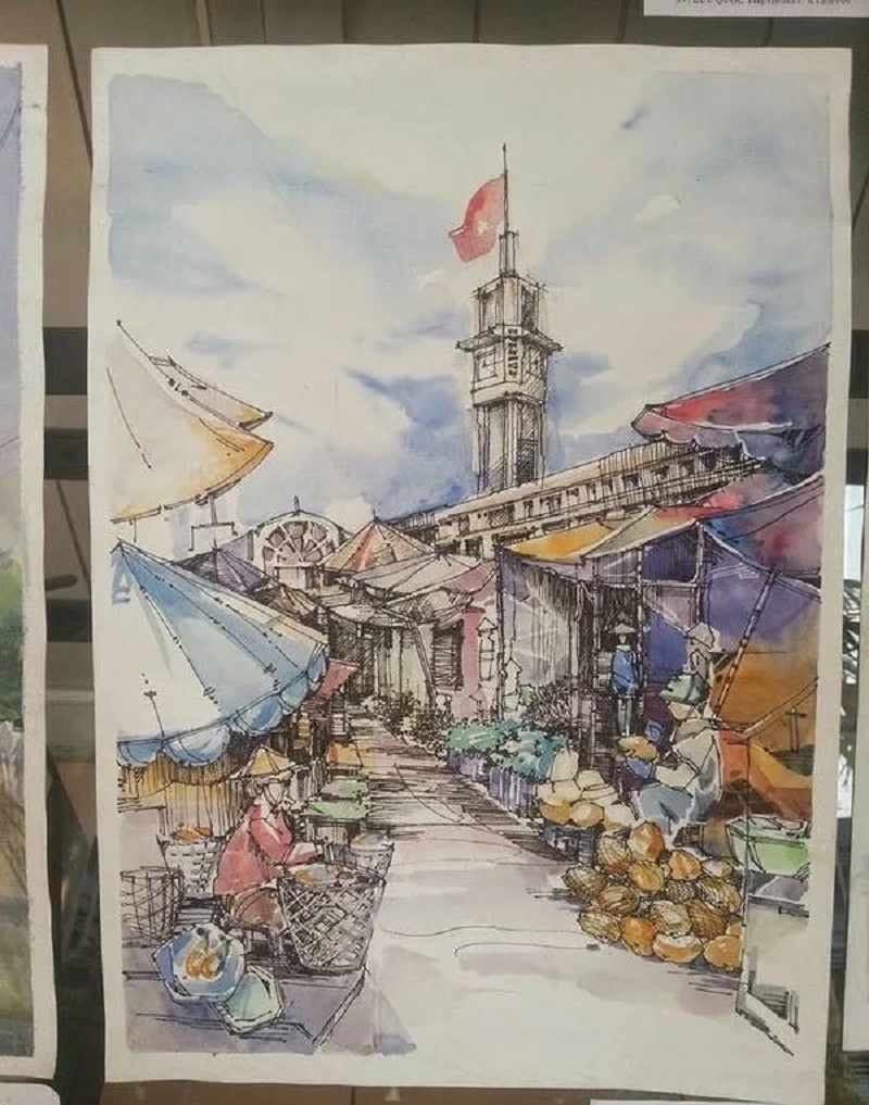 tranh vẽ danh lam thắng cảnh việt nam 8