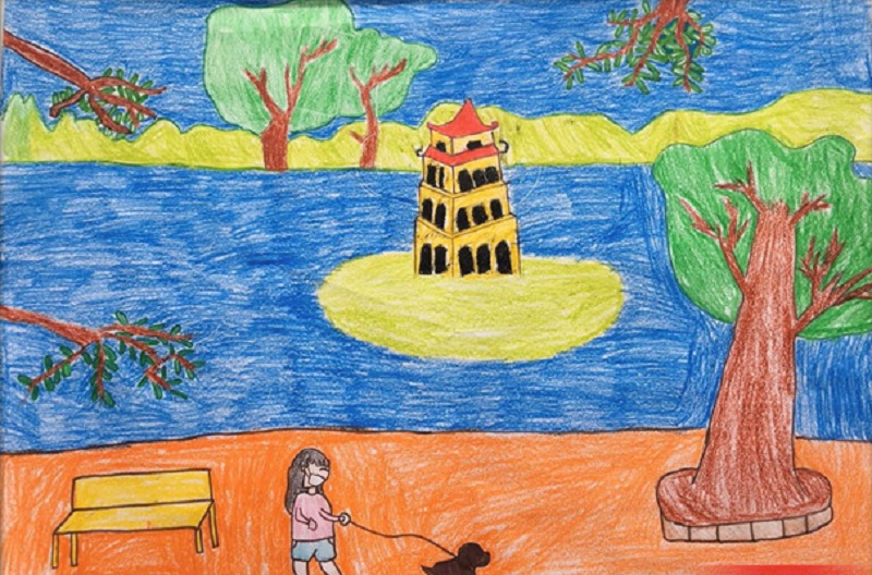 tranh vẽ hồ gươm 3