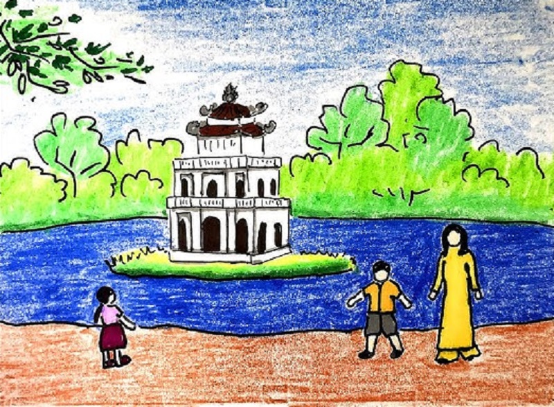 tranh vẽ hồ gươm 30 