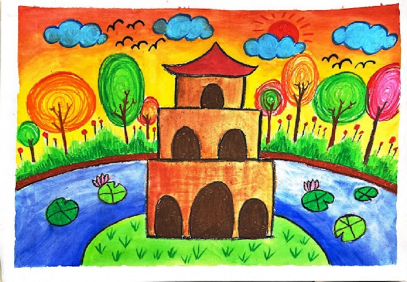 tranh vẽ hồ gươm 6