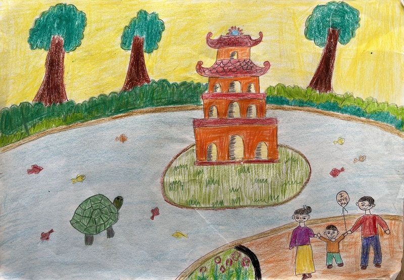 tranh vẽ hồ gươm 7