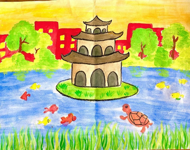 tranh vẽ hồ gươm 9