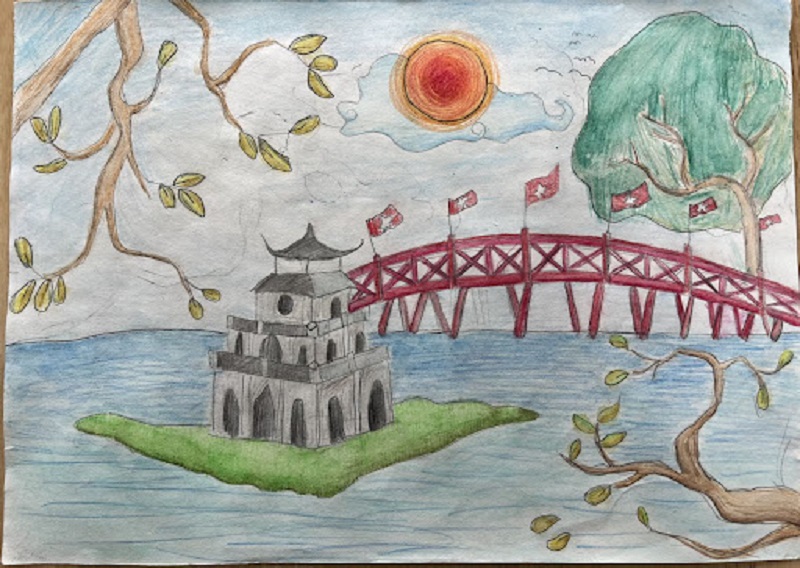 tranh vẽ hồ gươm của học sinh