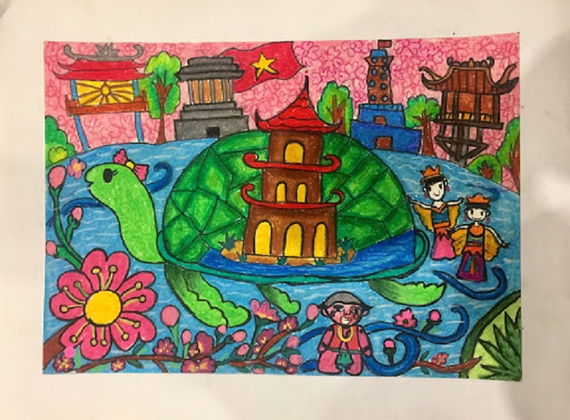 tranh vẽ hồ gươm đẹp