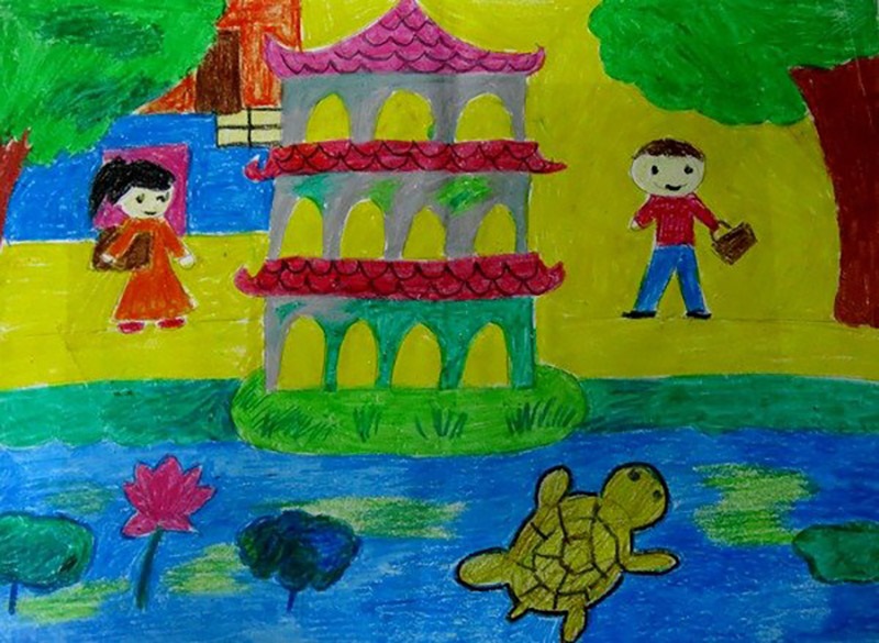 tranh vẽ hồ gươm hà nội​