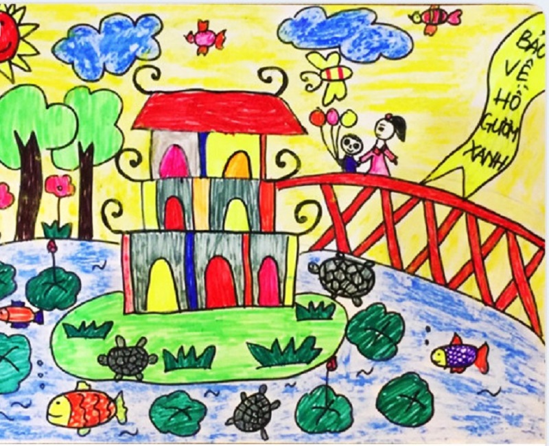 tranh vẽ phong cảnh hồ gươm