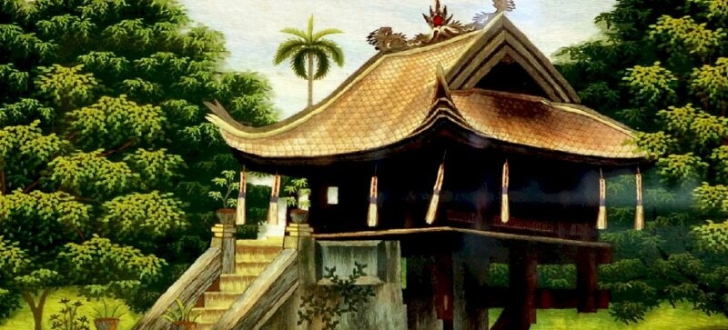 tranh vẽ phong cảnh một cột