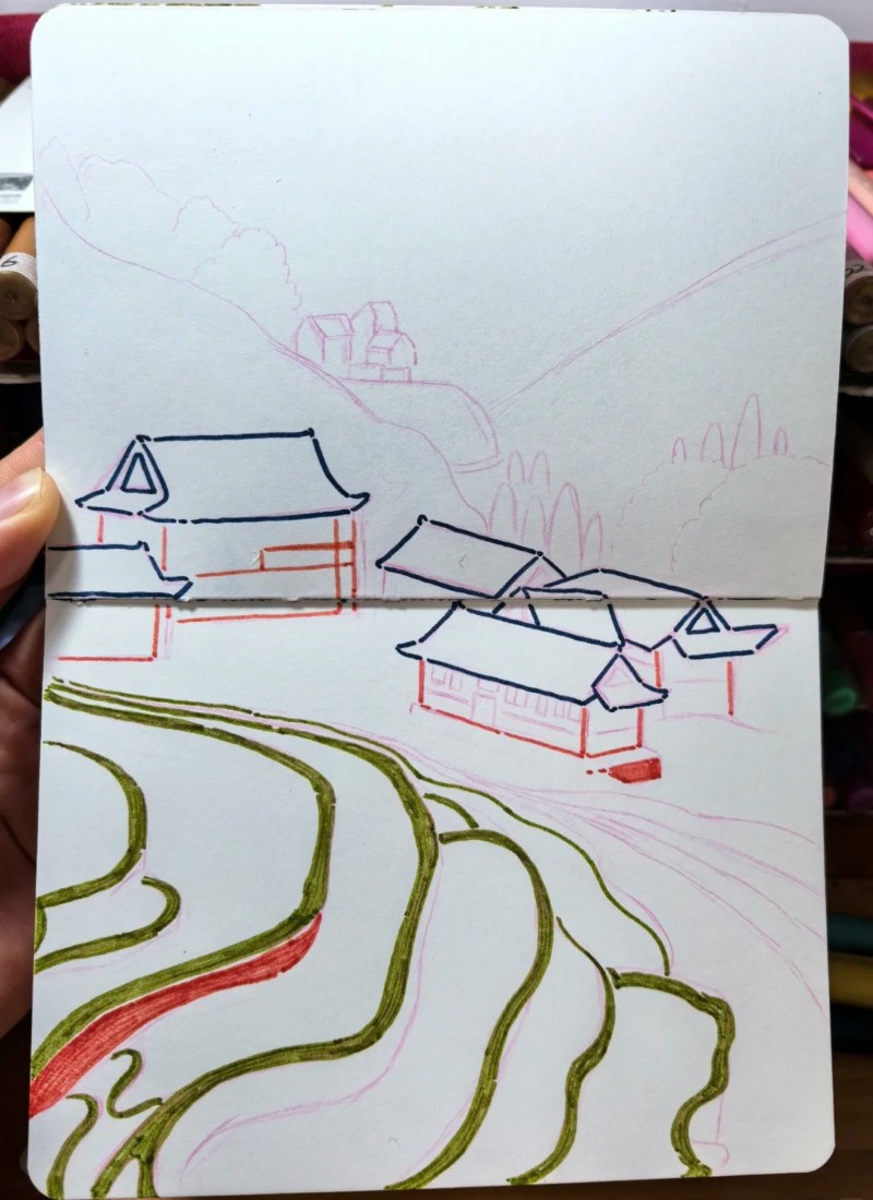 tranh vẽ ruộng bậc thang 10