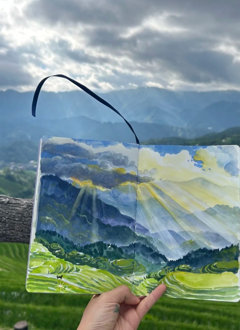 tranh vẽ ruộng bậc thang 11