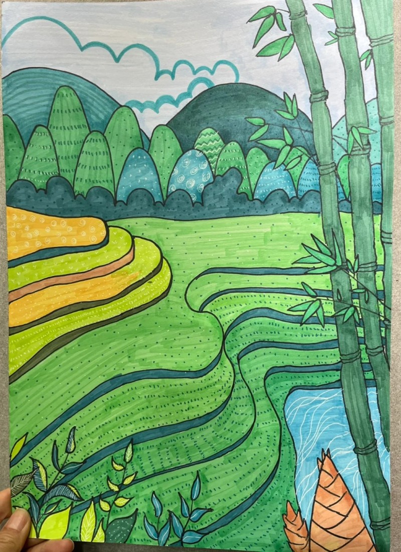 tranh vẽ ruộng bậc thang 33